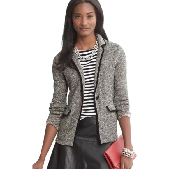 Banana Republic Sweaters - Banana Republic Silver & Black One‎ Button Cardigan Sweater Size Small